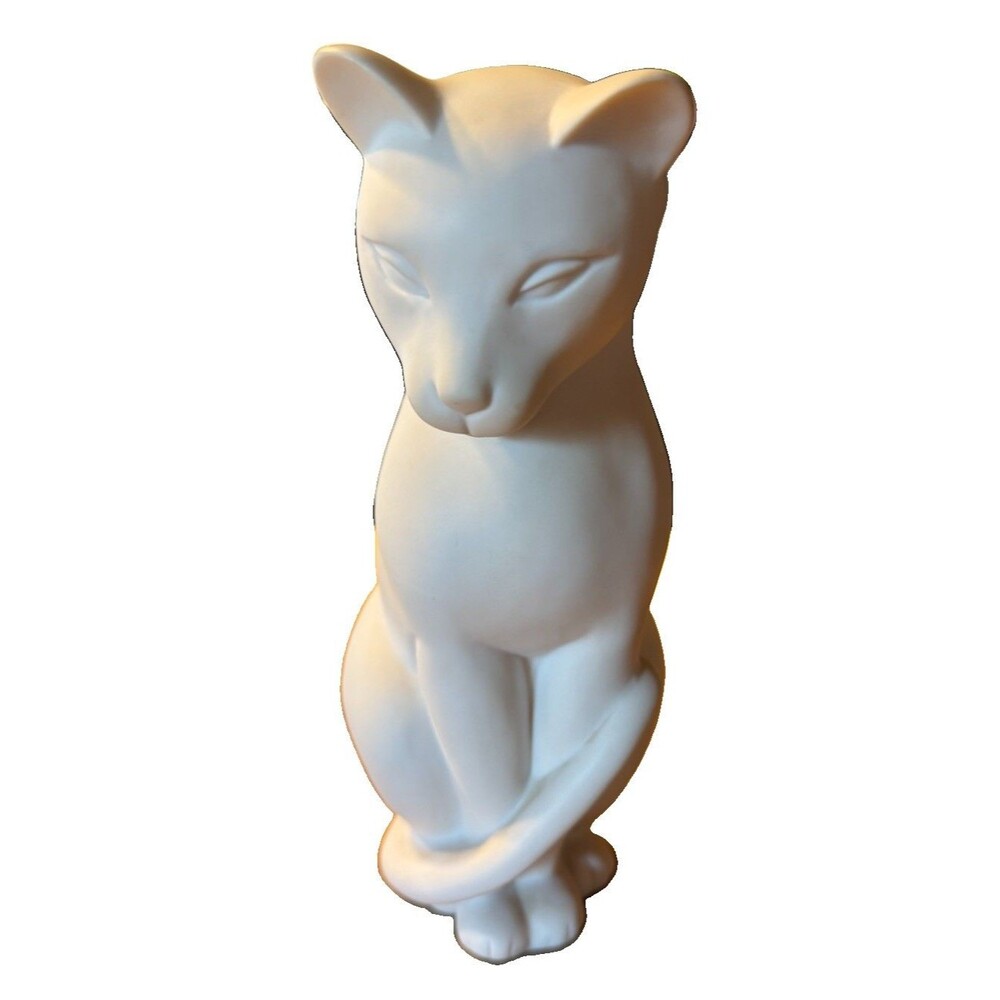 Vintage Crowning Touch White Bisque Porcelain Cat Figurine Mid-Century Modern